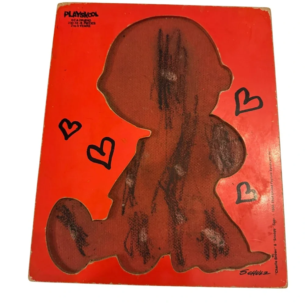 Playskool Charlie Brown Snoopy Valentine Wooden Puzzle‎ 230-10 8 Pieces Peanuts